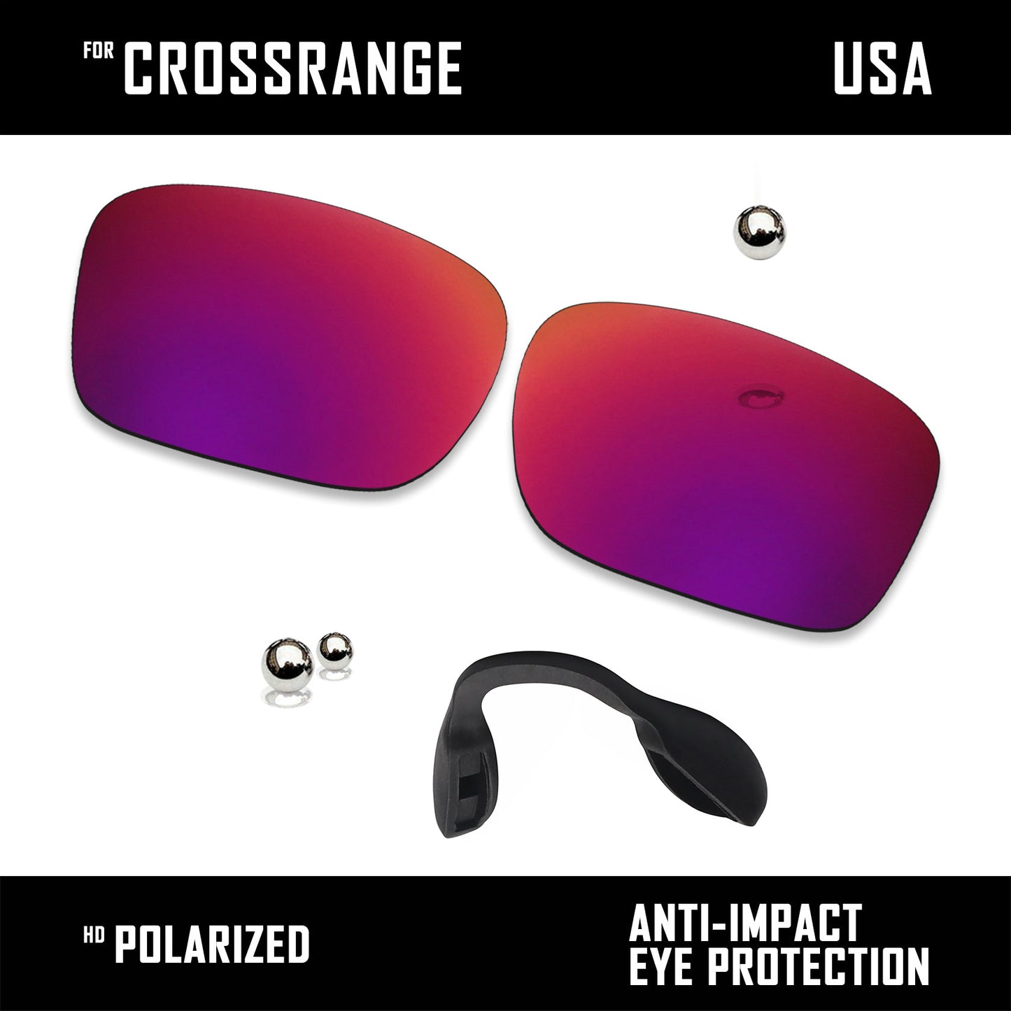 Anti Scratch Polarized Replacement Lens & Nose Pads for-Oakley Crossrange OO9361