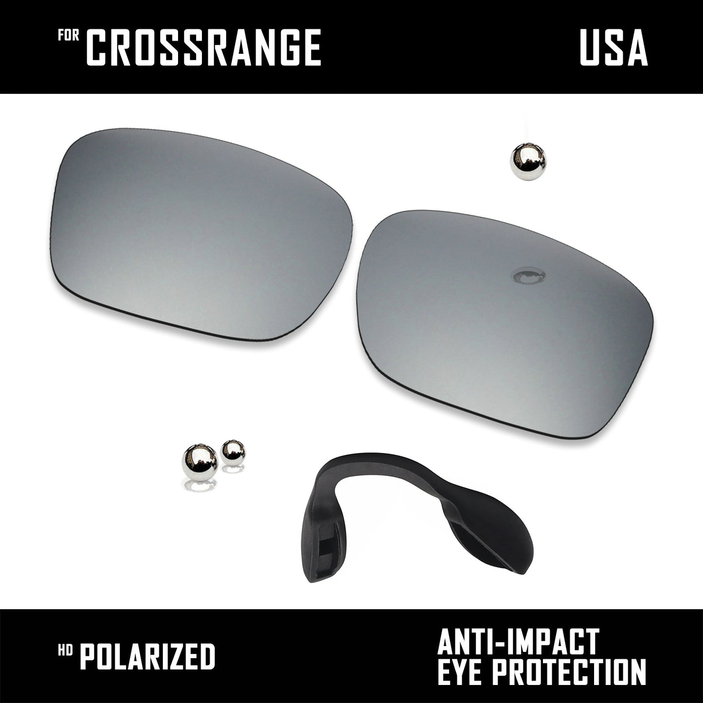 Anti Scratch Polarized Replacement Lens & Nose Pads for-Oakley Crossrange OO9361
