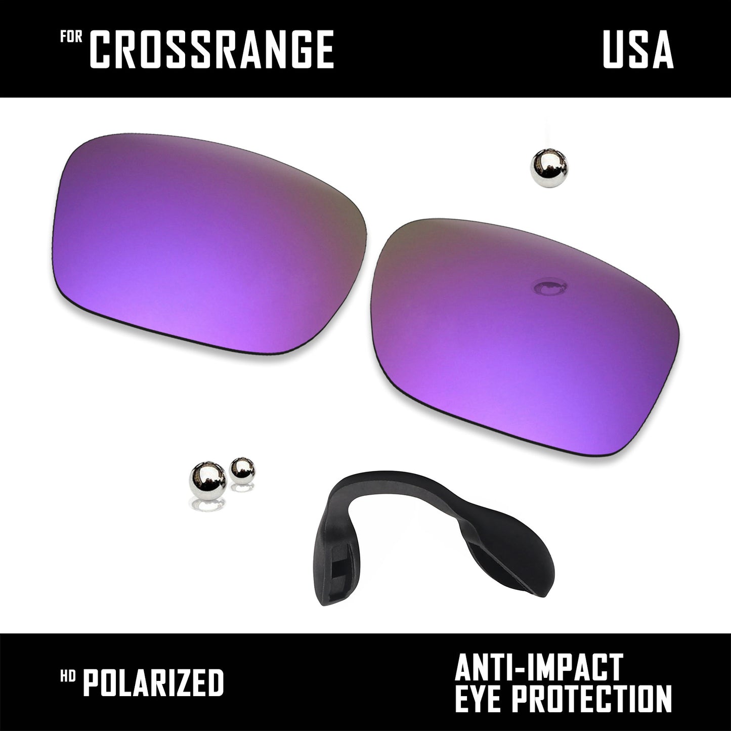 Anti Scratch Polarized Replacement Lens & Nose Pads for-Oakley Crossrange OO9361