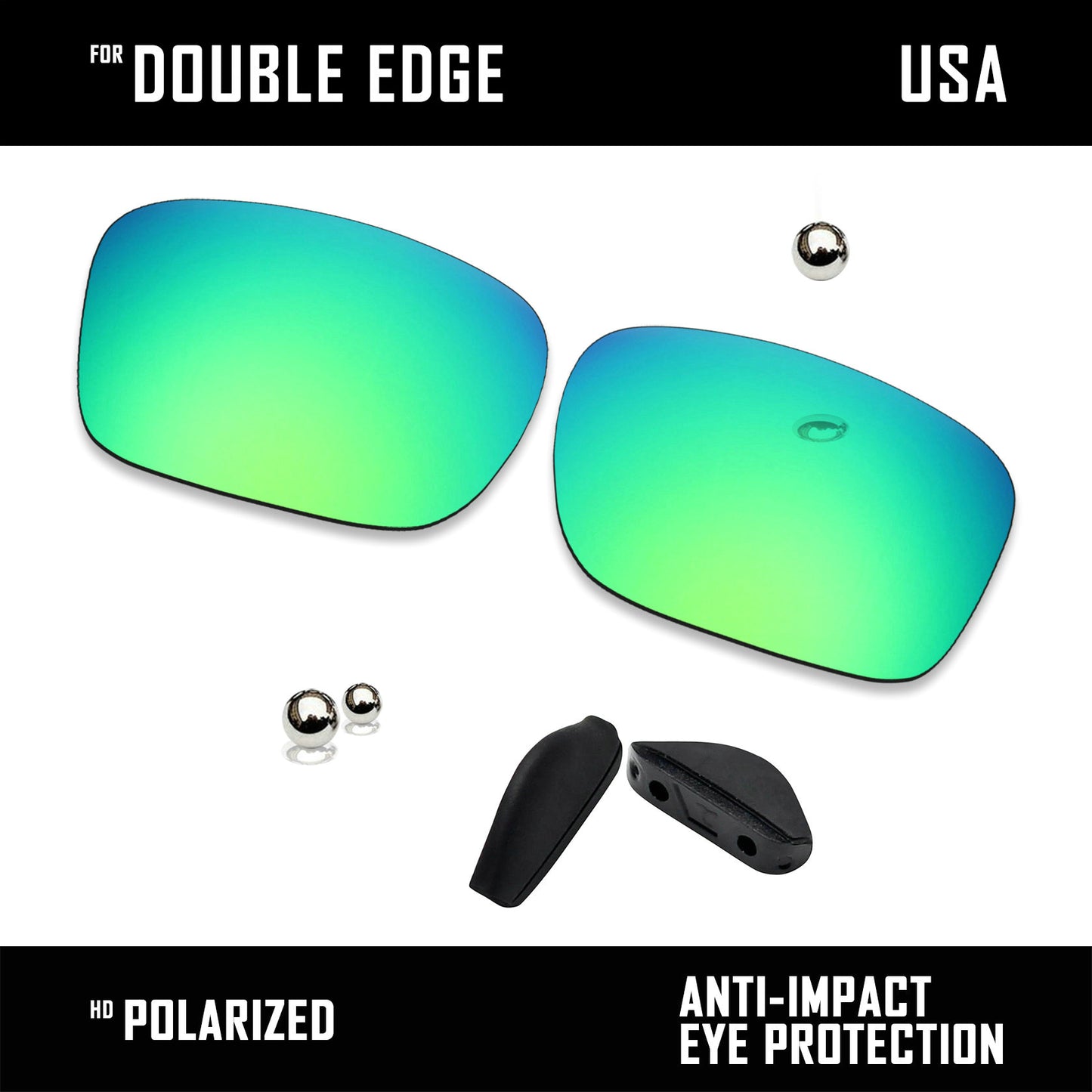 Anti Scratch Polarized Replacement Lens&Nose Pads for-Oakley Double Edge OO9380