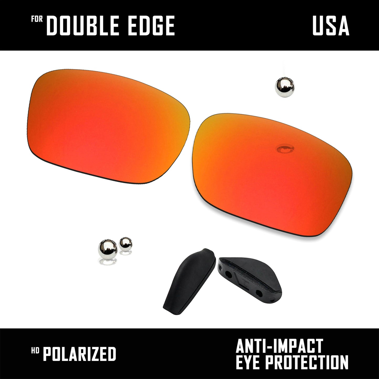 Anti Scratch Polarized Replacement Lens&Nose Pads for-Oakley Double Edge OO9380