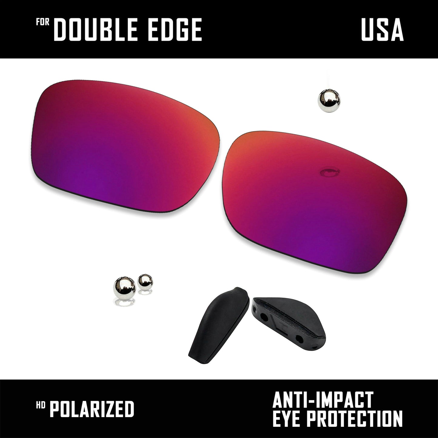 Anti Scratch Polarized Replacement Lens&Nose Pads for-Oakley Double Edge OO9380