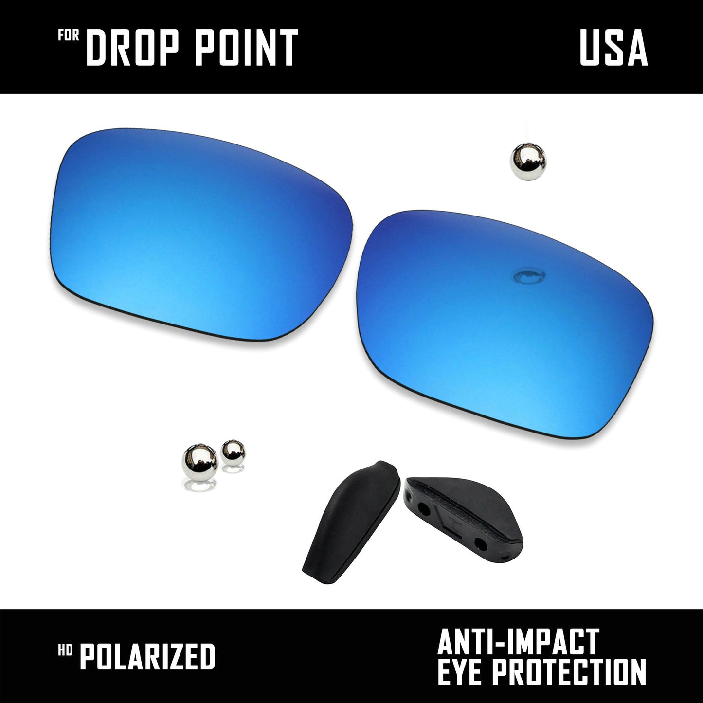 Anti Scratch Polarized Replacement Lens & Nose Pads for-Oakley Drop Point OO9367