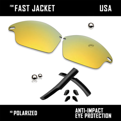 Anti Scratch Polarized Replacement Lens&Rubber Kit for-Oakley Fast Jacket OO9097