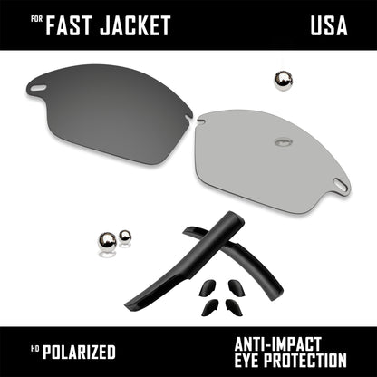 Anti Scratch Polarized Replacement Lens&Rubber Kit for-Oakley Fast Jacket OO9097