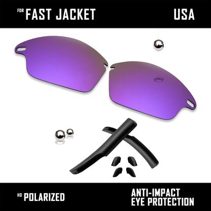 Anti Scratch Polarized Replacement Lens&Rubber Kit for-Oakley Fast Jacket OO9097
