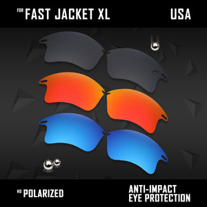 Anti Scratch Polarized Replacement Lenses for-Oakley Fast Jacket XL OO9156 Opt