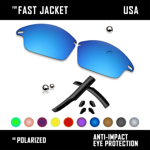 Anti Scratch Polarized Replacement Lens&Rubber Kit for-Oakley Fast Jacket OO9097