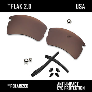 Anti Scratch Polarized Replacement Lens & Rubber Kits for-Oakley Flak 2.0 OO9295