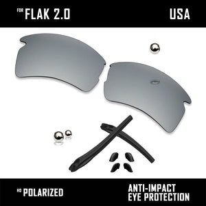 Anti Scratch Polarized Replacement Lens & Rubber Kits for-Oakley Flak 2.0 OO9295