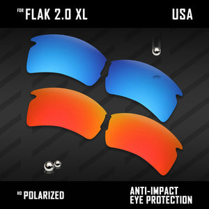 Anti Scratch Polarized Replacement Lenses for-Oakley Flak 2.0 XL OO9188 Options