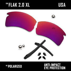 Anti Scratch Polarized Replacement Lens&Rubber Kit for-Oakley Flak 2.0 XL OO9188