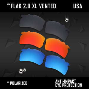 Anti Scratch Polarized Replacement Lens for-Oakley Flak 2.0 XL Vented OO9188 Opt