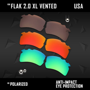 Anti Scratch Polarized Replacement Lens for-Oakley Flak 2.0 XL Vented OO9188 Opt