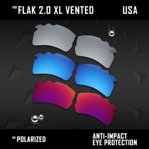 Anti Scratch Polarized Replacement Lens for-Oakley Flak 2.0 XL Vented OO9188 Opt