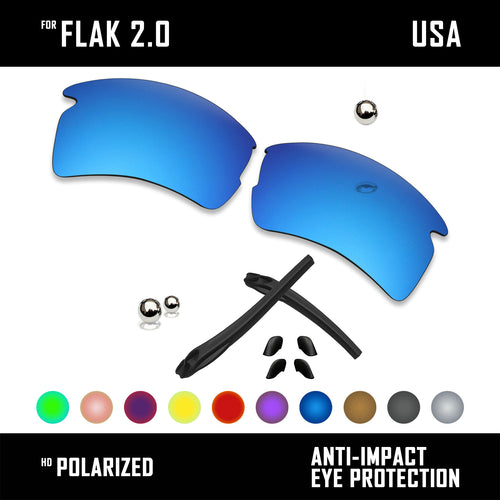 Anti Scratch Polarized Replacement Lens & Rubber Kits for-Oakley Flak 2.0 OO9295