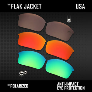 Anti Scratch Polarized Replacement Lenses for-Oakley Flak Jacket OO9097 Options