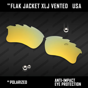 Anti Scratch Polarized Replacement Lenses for-Oakley Flak Jacket XLJ Vented Opt