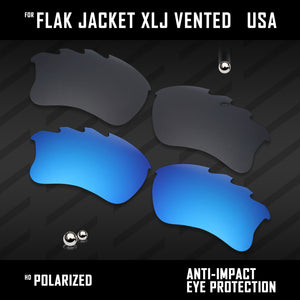 Anti Scratch Polarized Replacement Lenses for-Oakley Flak Jacket XLJ Vented Opt