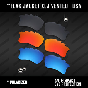 Anti Scratch Polarized Replacement Lenses for-Oakley Flak Jacket XLJ Vented Opt