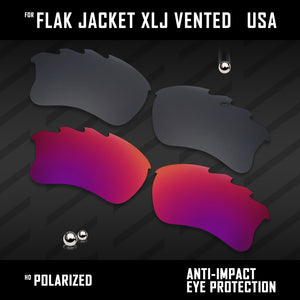 Anti Scratch Polarized Replacement Lenses for-Oakley Flak Jacket XLJ Vented Opt