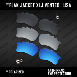 Anti Scratch Polarized Replacement Lenses for-Oakley Flak Jacket XLJ Vented Opt