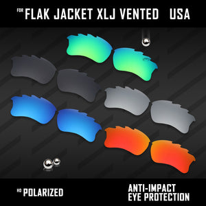 Anti Scratch Polarized Replacement Lenses for-Oakley Flak Jacket XLJ Vented Opt