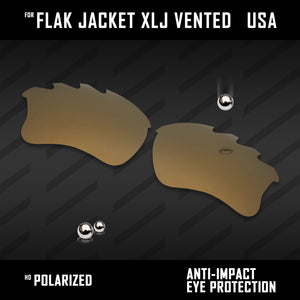 Anti Scratch Polarized Replacement Lenses for-Oakley Flak Jacket XLJ Vented Opt