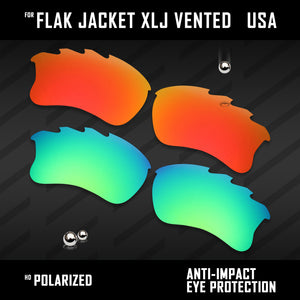 Anti Scratch Polarized Replacement Lenses for-Oakley Flak Jacket XLJ Vented Opt
