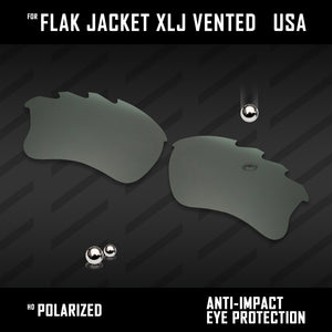 Anti Scratch Polarized Replacement Lenses for-Oakley Flak Jacket XLJ Vented Opt
