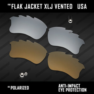Anti Scratch Polarized Replacement Lenses for-Oakley Flak Jacket XLJ Vented Opt