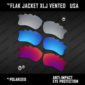 Anti Scratch Polarized Replacement Lenses for-Oakley Flak Jacket XLJ Vented Opt