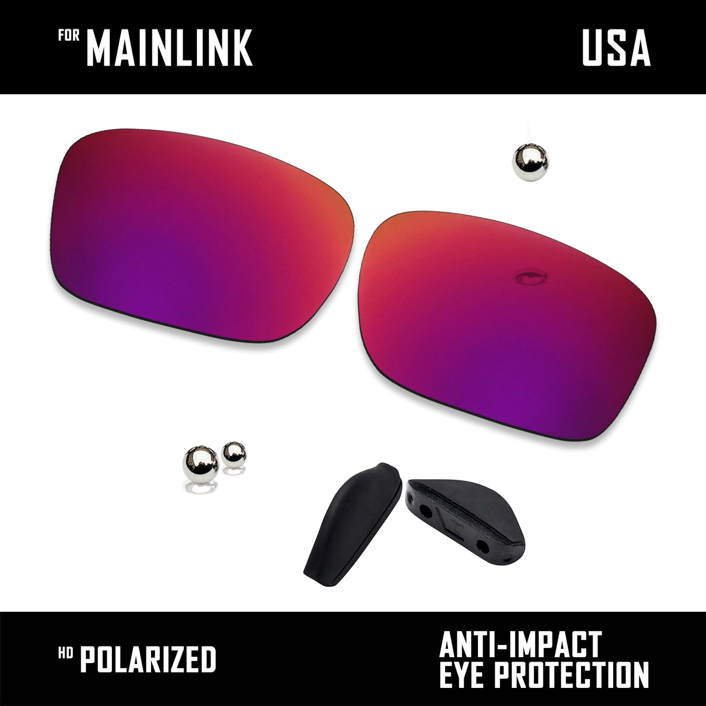 Anti Scratch Polarized Replacement Lenses&Rubber Kits for-Oakley Mainlink OO9264