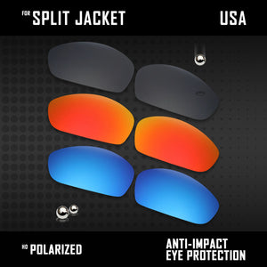 Anti Scratch Polarized Replacement Lenses for-Oakley Split Jacket OO9099 Options