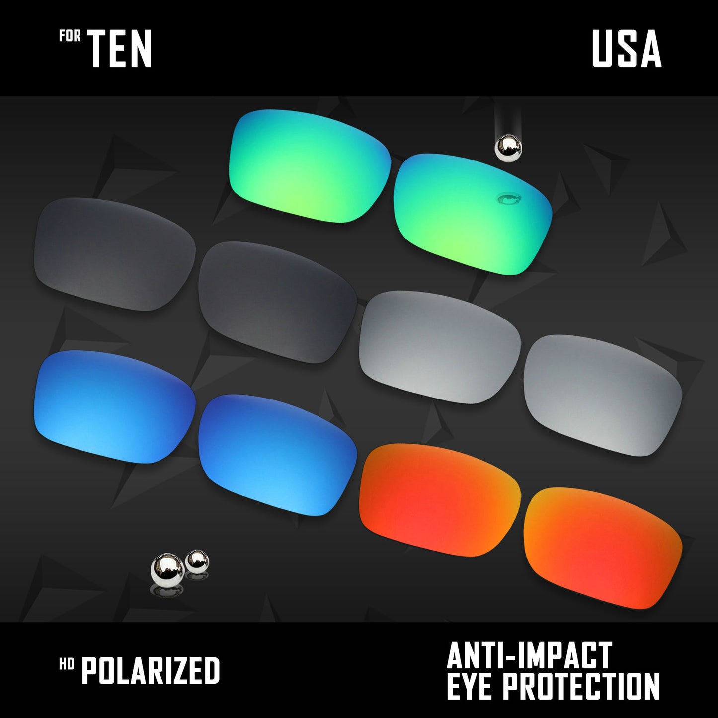 Anti Scratch Polarized Replacement Lenses for-Oakley Ten X OO9128 Options